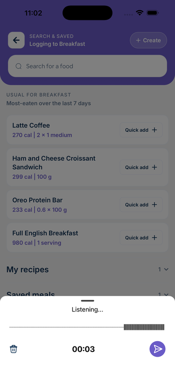 Voice and photo food logging