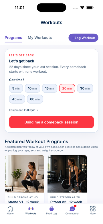 Workout programmes inside Turtle